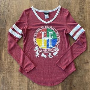 Harry Potter Hogwarts Long Sleeve V-Neck Varsity Jerry Leigh